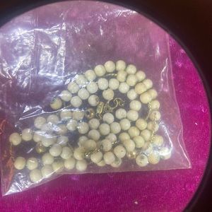 Monet gold white beads necklace